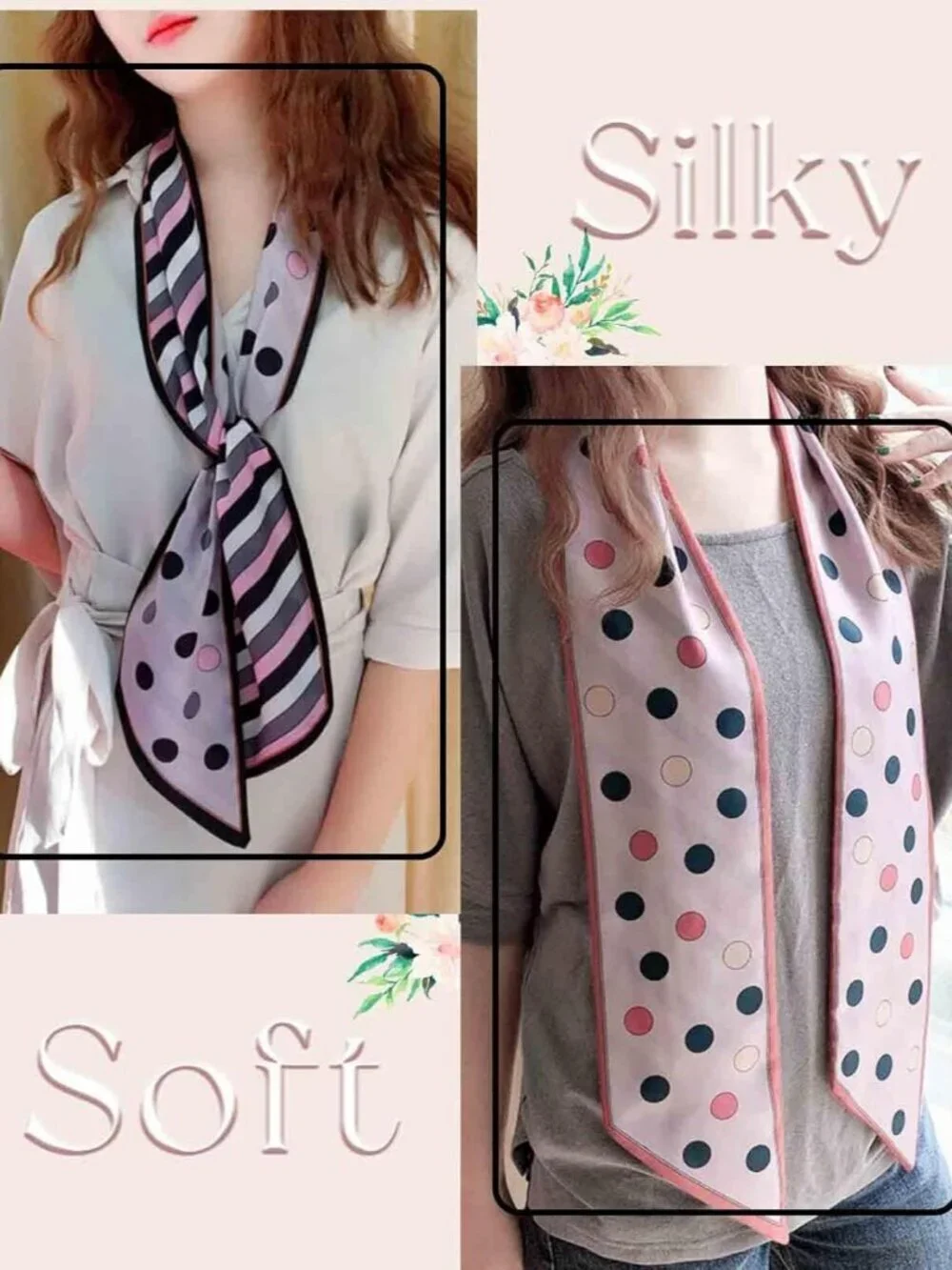 Women's Black Gray Pink Round Fashion Elegant Oblique Angle  Scarves Bag Scarfs